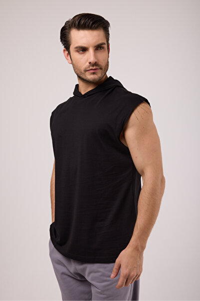 Scorp Мъжка спортна тениска с качулка в черна цвят Bounce