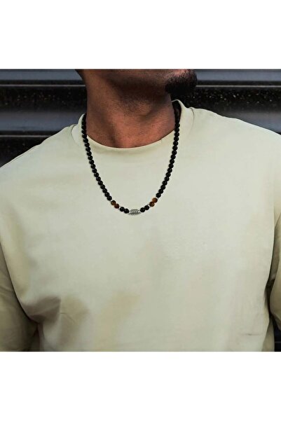 OEM Men's Moddy necklace with black/brown beads - modern masculine accessory