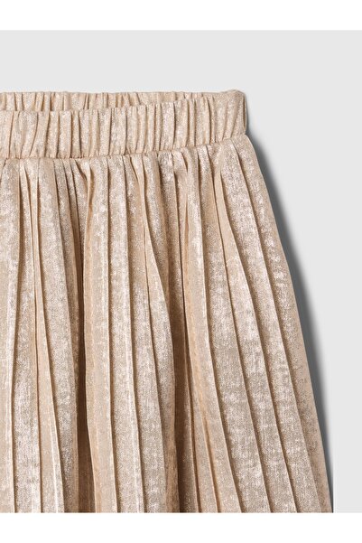 GAP Kız Çocuk Bej Parlak Pileli Etek
