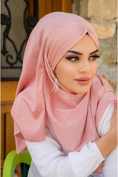 Aişe tesettür Pudra Büzgülü Hazır Şal Eşarp