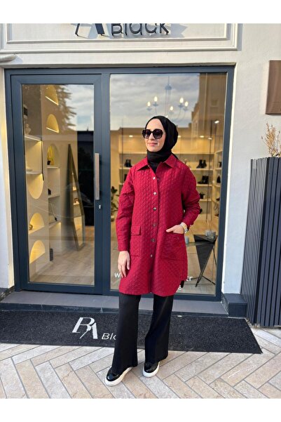 Invee Капітоне довга жіноча сорочка бордового кольору