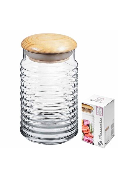 Paşabahçe Ahşap Kapaklı Cam Kavanoz, Şeffaf, 1.2 Litre Tekli