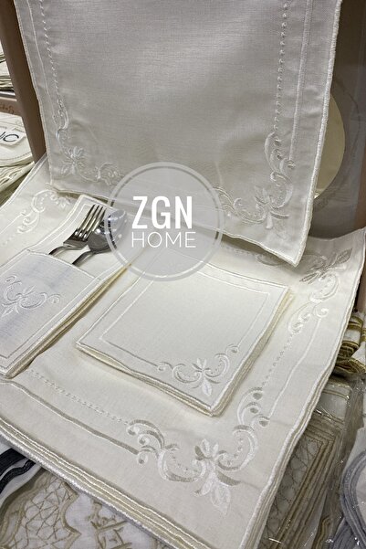 ZGNHome 19 Piece 6 Person Ottoman White Embroidered American Dinner Set