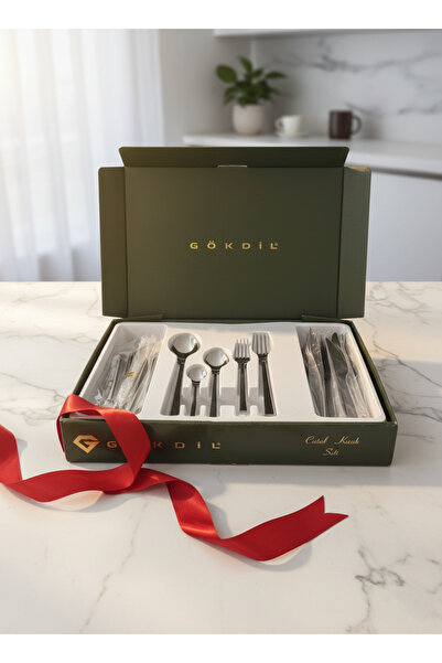 Gökdil Tuana Set Kutulu 60 Parça Sade Çelik 12 Kişilik Çatal & Kaşık Takımı