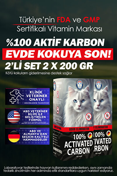 Jorgens Kennel 400g 2x Aktif Karbonlu Organik Kedi Kumu Koku Giderici Kokusuz...