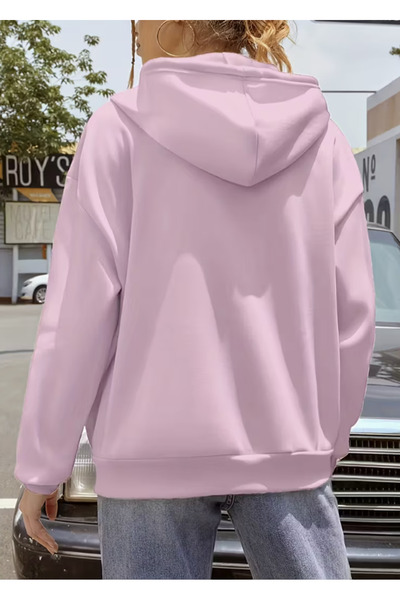 LG LAGULER VESTITI Άνετο μαλακό υφήματος με 3 κλωστές ροζ φούτερ με φερμουάρ για το φθινόπωρο και το χειμώνα