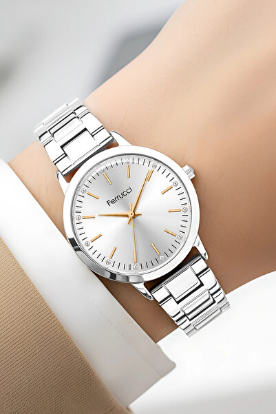 Ferrucci Fc.13070M Steel Band Steel Case Women's Wristwatch, Bracelet Gift Silver Zmfer201