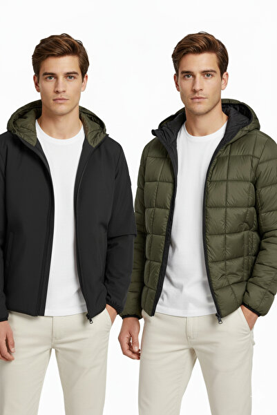 Jack & Jones Мъжка черна и каки двулицева яке Jebrook Sn Double-Sided Coat Jacket 12278780-Black