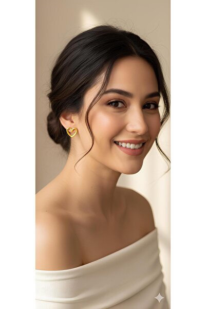 Bontexs Kadın Zarif Kalp Küpe Gold Renk