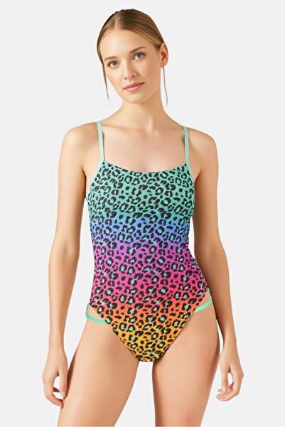 SPEEDO بدلة سباحة نسائية من قطعة واحدة بطبعة كاملة، متعددة الألوان