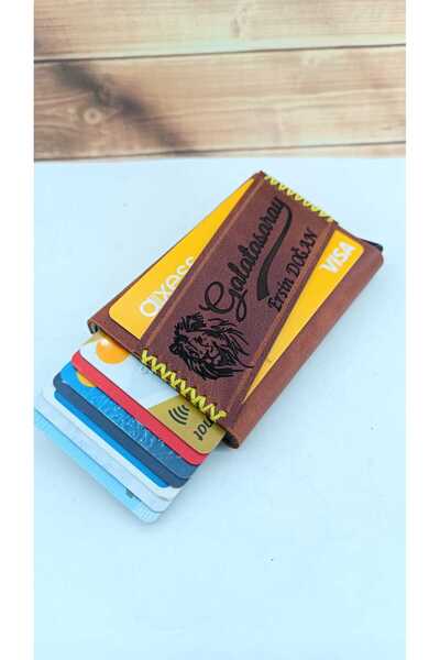 cgderi Kişiye Özel İsim Yazılı Hediyelik Hakiki Deri Kadın Erkek Mekanizmalı Kartlık Galatasaray_