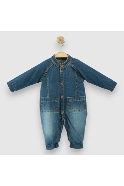 Necix's Judge Denim Jumpsuit with Pockets and Buttons, Navy Blue