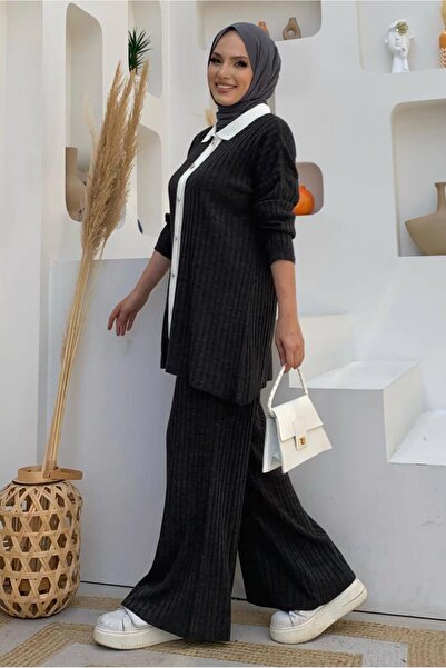 TRENDTESETTÜR WOMEN'S GRAY (SMOKED) TROUSERS Knitwear Suit T 20332