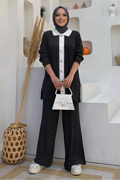 TRENDTESETTÜR WOMEN'S GRAY (SMOKED) TROUSERS Knitwear Suit T 20332