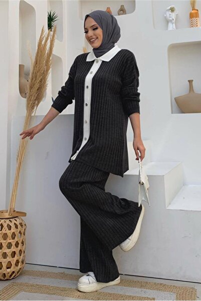 TRENDTESETTÜR WOMEN'S GRAY (SMOKED) TROUSERS Knitwear Suit T 20332