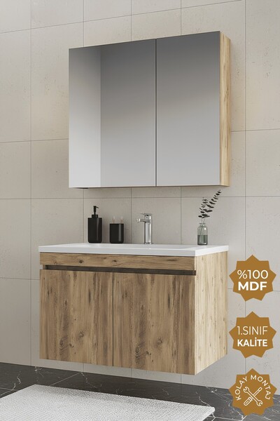 TETA HOME Tokyo 80 CM Mdf Banyo Dolabı Seti