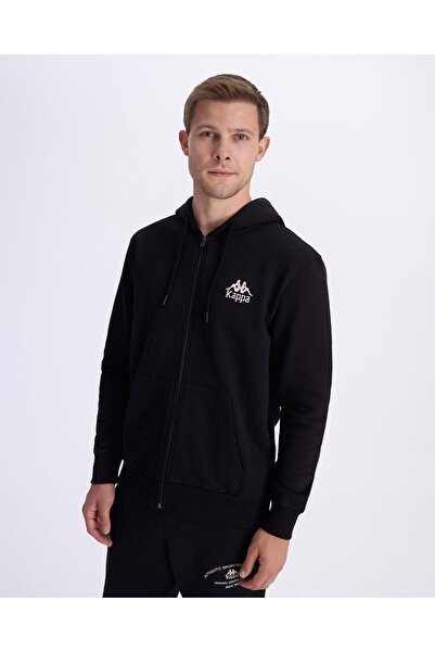 Kappa Αυθεντική ανδρική φόρμα Franz Full Zip Μαύρη κανονική εφαρμογή με φερμουάρ