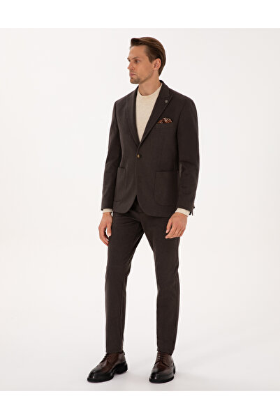 Pierre Cardin Kahverengi Slim Fit Flanel Dokulu Kumaş Pantolon 50317639-VR029