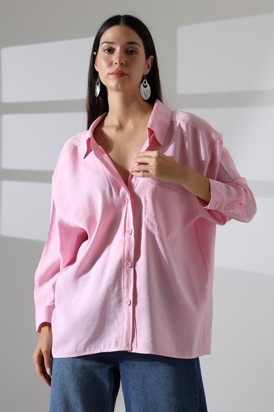 ribana Single Pocket Modal Oversize Women's Shirt