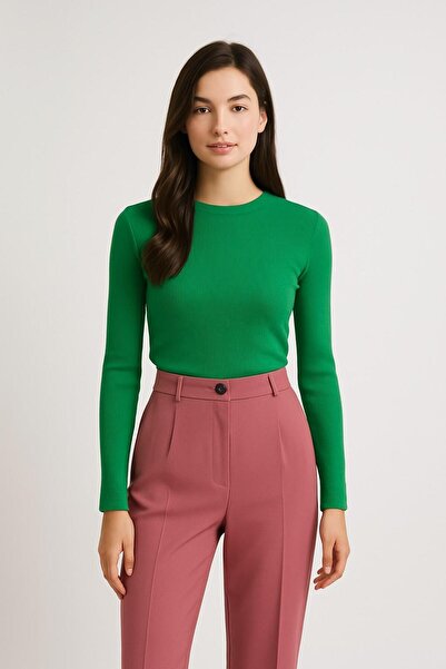 ribana Γυναικείο ελαστικό υφασμάτινο παντελόνι με ψηλόμεσο φαρδύ πόδι