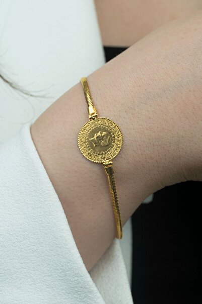 İdeal Sarraf 22ayar Çeyrek Altınlı Balık Kılçığı Kulp Bileklik