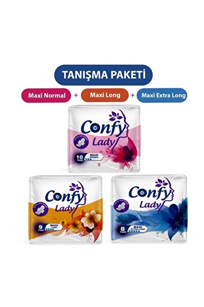 Confy Lady مجموعة مقدمة مكونة من 27 فوط صحية طويلة