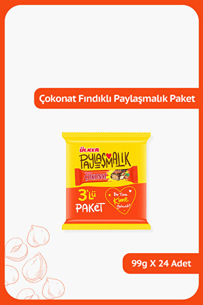 Ülker ÇOKONAT PAYLAŞMALIK- 3'lü Paket - 99 gram - 24 Adet