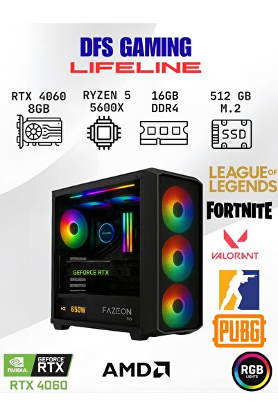 FAZEON DFS Gaming LIFELINE RYZEN 5 5600X-B550M-RTX 4060 8GB-16GB RAM-512GB M....