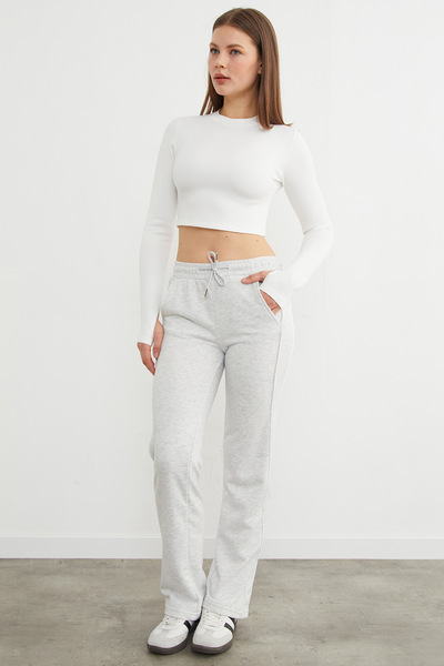 Fulla Moda Φούτερ με 3 κλωστές με ρίγες στο πλάι και κορδόνι που δένει