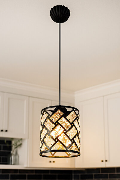 VENON Lilyum Tekli SİYAH Kristal Taşlı Avize Modern Salon Mutfak Aydınlatma O...