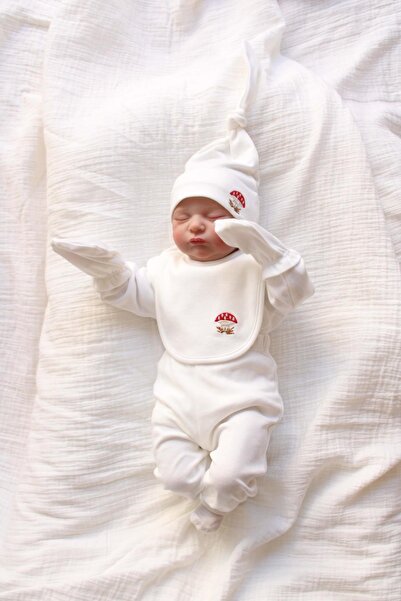 OhlalaKoala Mantar Nakışlı 5li Uzun Kollu Yenidoğan Set (0-3 Ay)