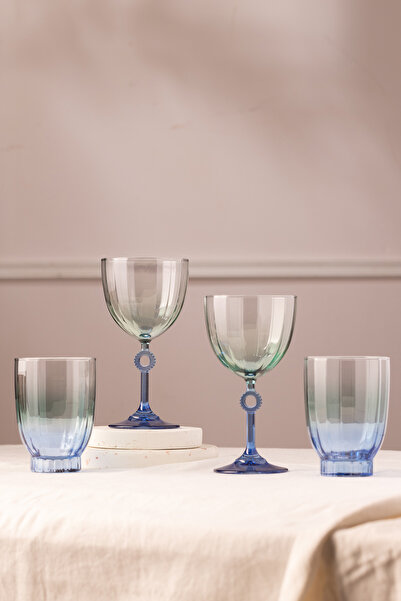 Rakle Elite 4'lü Su Bardağı Seti Mavi 320 cc