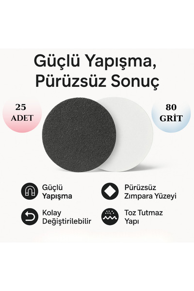 Rulia Professional Tek Kullanımlık 25 Adet (80 Grit) Podo Disk Yedek Uçlar | ...