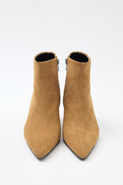 LUTVELIZADE Bot 2517 - Sivri Burun Bilek Boy Taba Süet Kadın Bot