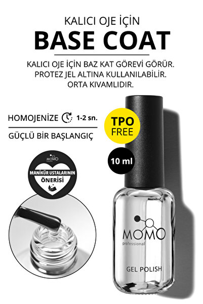 MOMO professional Kalıcı Oje Için Base Coat, 9 ml, TPO- FREE