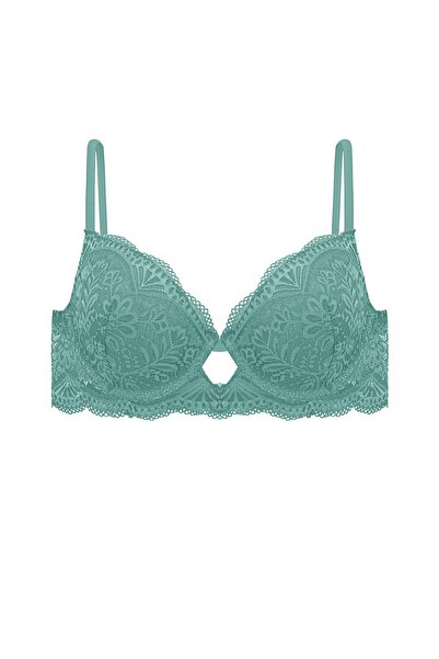 Wonna Сутиен с дантелено деколте - Push Up - 2451 - Петролно зелено