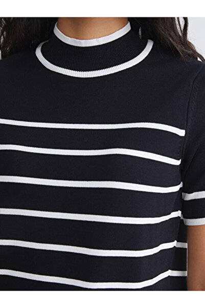 LC Waikiki Stand Collar Striped Women's Knitwear Sweater