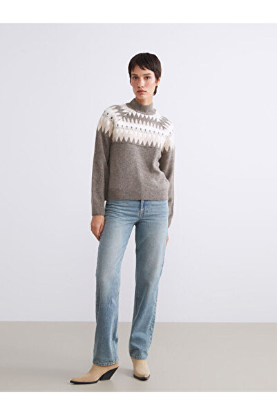 LC Waikiki Half Turtleneck Patterned Women's Knitwear Sweater