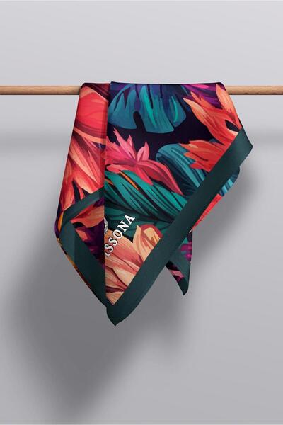 Vissona I77 Satin Silk Flower Patterned Women's Scarf