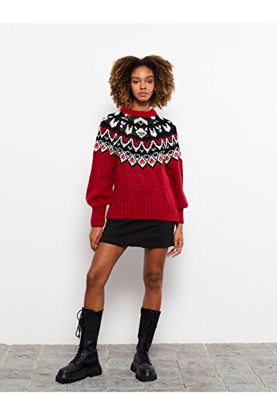 LC Waikiki Crew Neck Patterned Long Sleeve Women's Knitwear Sweater