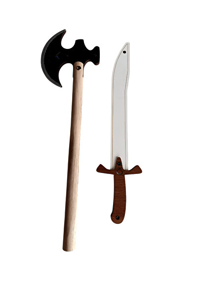Ahtek Wooden Sword and Ax Set, Both Toy and Decorative