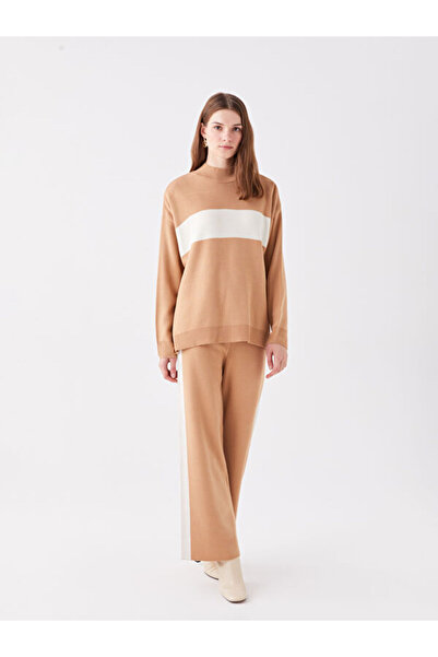 LC Waikiki Half Turtleneck Color Blocked Long Sleeve Women's Knitwear Sweater