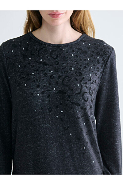 LC Waikiki Crew Neck Sequin Embroidered Women's Knitwear Sweater