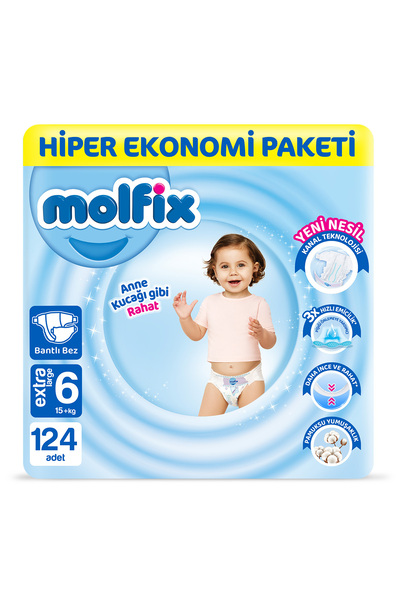 Molfix Bebek Bezi Ultra Fırsat Paketi X Large 6 No 124 Lü