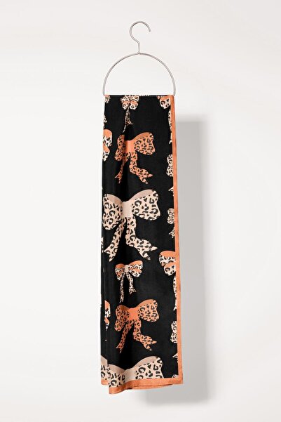 Vissona Satin Silk Leopard Bow Patterned Women's Scarf