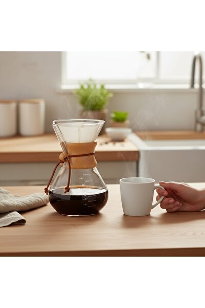 PİNHAN Cam Dripper Kahve Ekipmanı - Kahve Demleme Aleti - Cam Kahve Demleme - 800 ml (KHDMSR- 800)