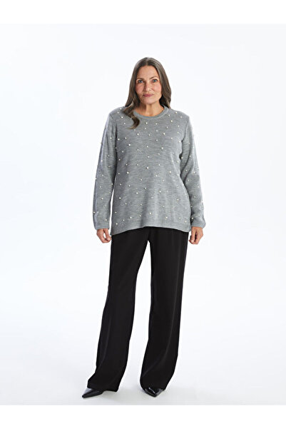 LC Waikiki Crew Neck Shiny Stone Women's Knitwear Sweater