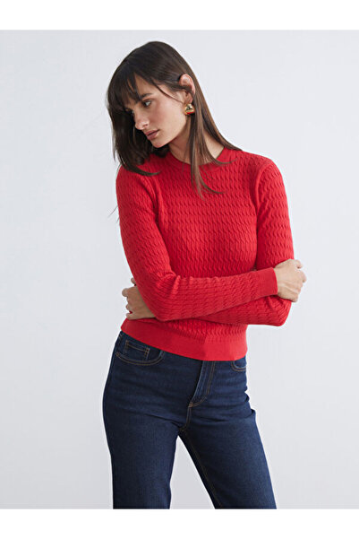 LC Waikiki Crew Neck Self Patterned Women's Knitwear Sweater