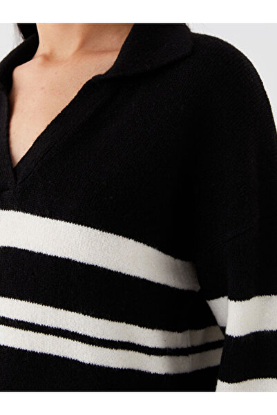 LC Waikiki Pulover de damă supradimensionat cu dungi cu gât polo