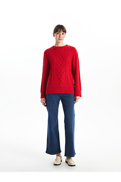 LC Waikiki Crew Neck Self Patterned Women's Knitwear Sweater